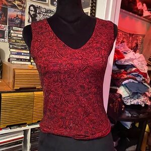 Y2K Sparkly Red Paisley Women's Top